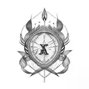 the name Hyacinth Tattoed in an arrow heart tattoo design idea