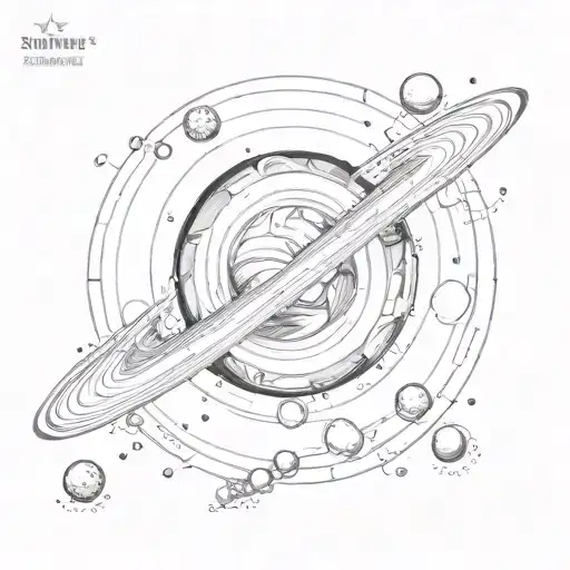 saturne x jupiter moon black tattoo design idea