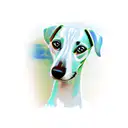 camera, whippet dog and mountains tattoo design idea