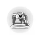 camera, whippet dog and mountains tattoo design idea