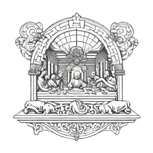 the last supper tattoo on the inside side of the triceps in the arm  tattoo design idea