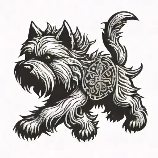 a west highland white terrier carved medieval design tattoo design idea