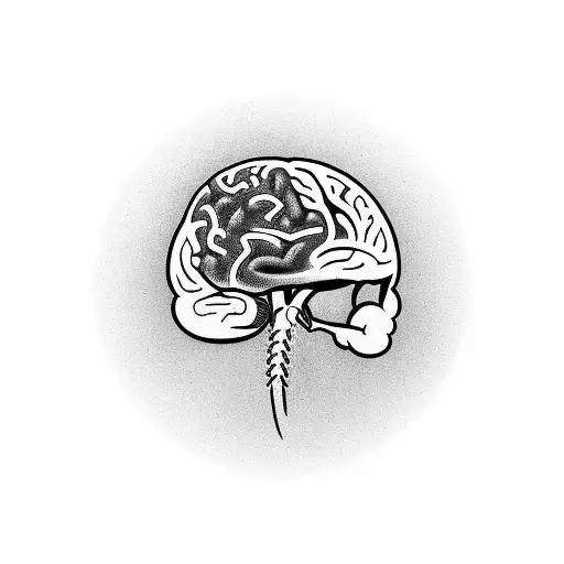 brain and heart connected with a spine tattoo design idea