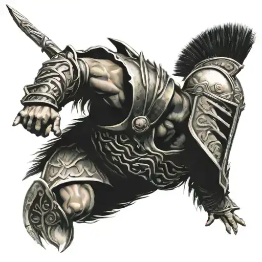 tribal vertuschen mit gladiator standing triumphantly tattoo design idea