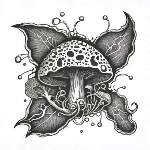 The chemical formula of psilocybin and mushroom fairy tattoo design idea
