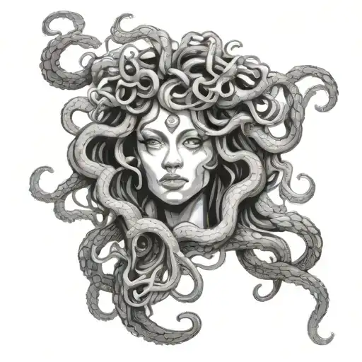 Medusa ((Hydrozoa(Scyphozoa) (Cubozoa)) and space, in black and white style tattoo design idea