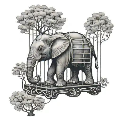 elephant in a cage tattoo tattoo design idea