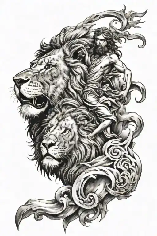 Jesus and lion  tattoo design idea