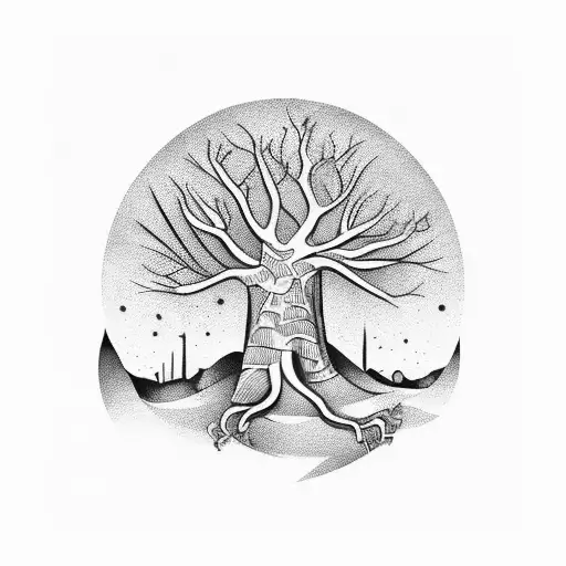 theatre mask, baobab tree tattoo design idea