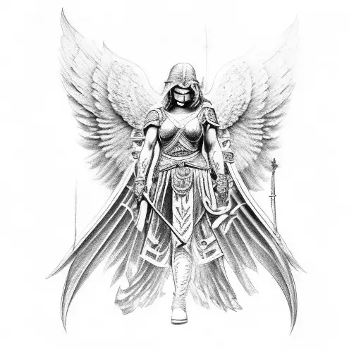 warrior Angel tattoo design idea