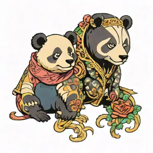 kuma and panda from tekken do la la land post tattoo design idea