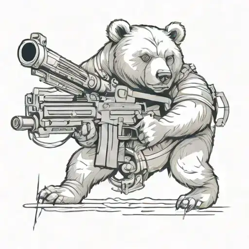 bear with a machine gun tattoo design idea