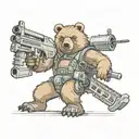 bear with a machine gun tattoo design idea