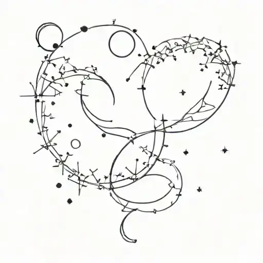 Pisces Taurus intertwined constellation  tattoo design idea
