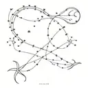 Pisces Taurus intertwined constellation  tattoo design idea