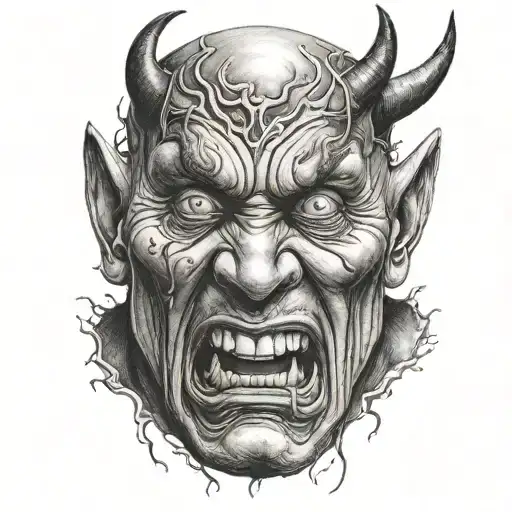 devil crying face tattoo design idea