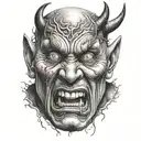 devil crying face tattoo design idea