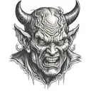 devil crying face tattoo design idea
