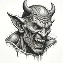 devil crying face tattoo design idea