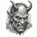 devil crying face tattoo design idea
