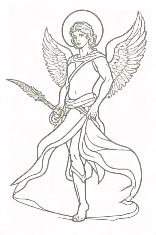 michael archangel with sword tattoo design idea