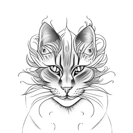 black cat and flower tattoo design idea