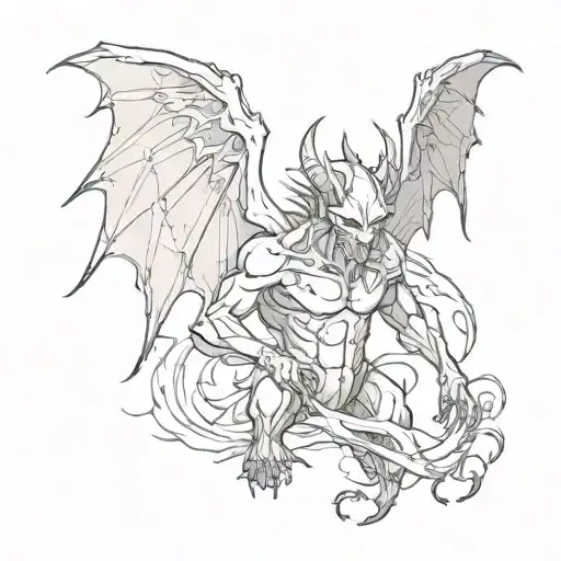 demon with wings tattoo design idea