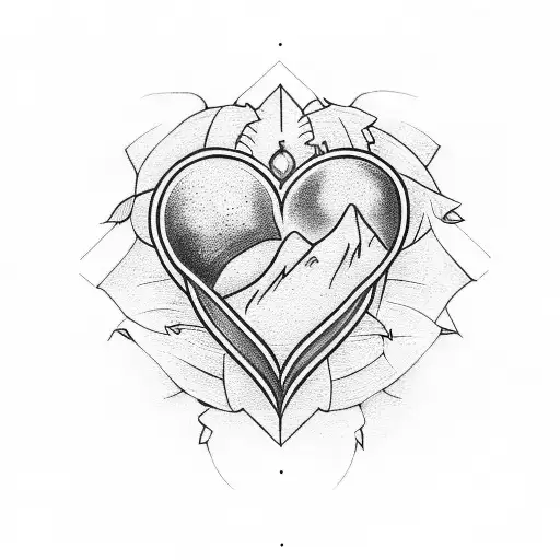  3 heart + sunset + mother love tattoo design idea