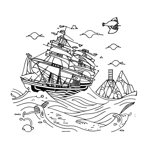 3 kids + heart + sea + travel  tattoo design idea