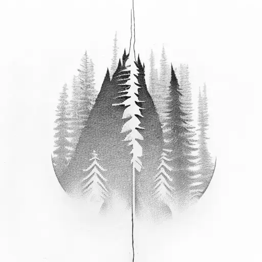 realistic sequoia with its roots going around a vertical plank of wood tattoo design idea