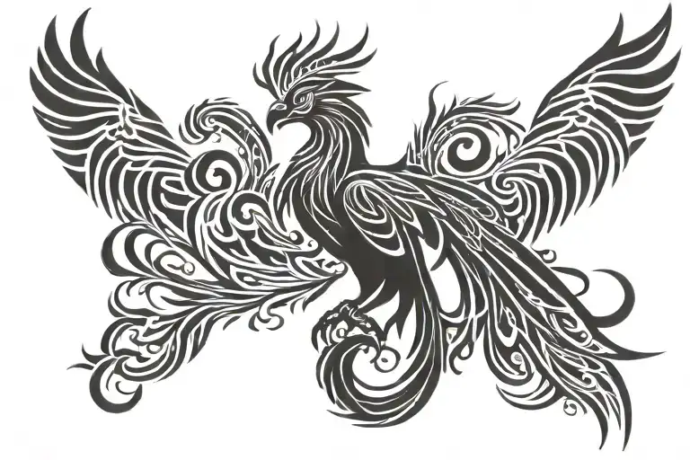 Phoenix rising from the ashes tattoo design idea