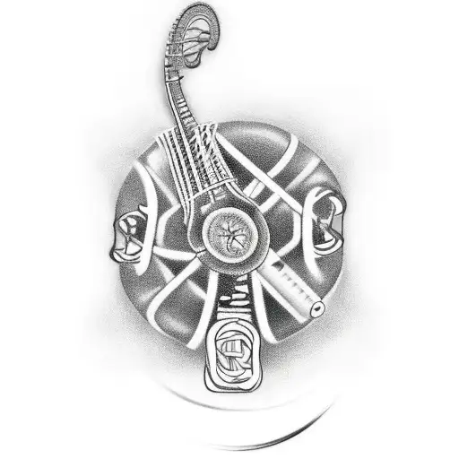 Combine lacrosse and music in a unique design tattoo design idea
