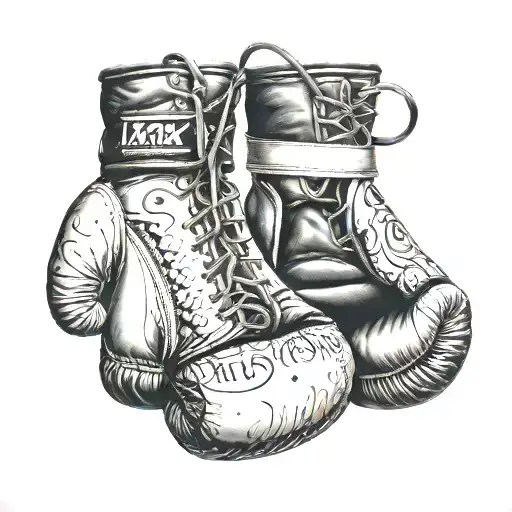 Boxing gloves black and white  tattoo design idea