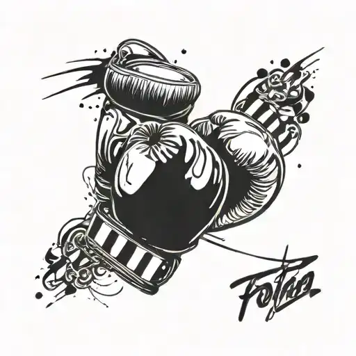 Boxing gloves wrapped black and white with white background tattoo design idea