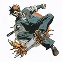 Chainsaw Man falling tattoo design idea