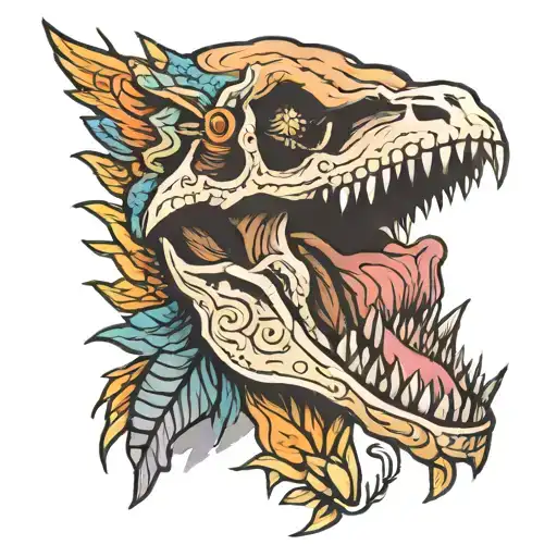 skull of raptor velociraptor skull tattoo design idea