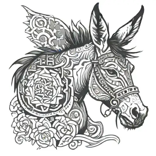 donkey with 909  tattoo design idea