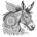 donkey with 909  tattoo design idea