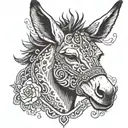 donkey with 909  tattoo design idea