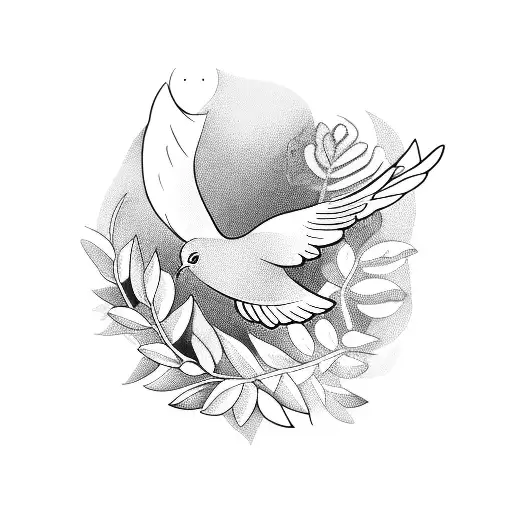 a dove with a wreath of olive leaves tattoo design idea
