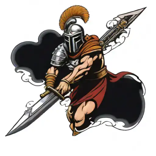 Spartan warrior holding a sword  tattoo design idea