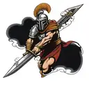 Spartan warrior holding a sword  tattoo design idea