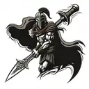 Spartan warrior holding a sword  tattoo design idea