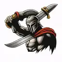 Spartan warrior holding a sword  tattoo design idea
