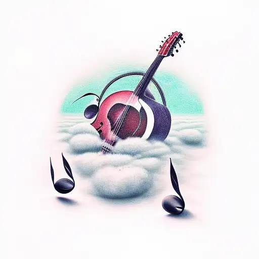 Lover of music and nature tattoo design idea