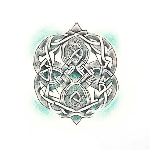 Tree of Life celtic with celtic hawk and celtic wolf tattoo design idea