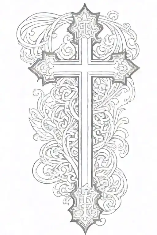 cross with the word faith written tattoo design idea