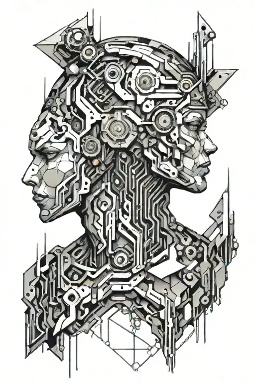 techno cyborg tattoo design idea