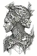 techno cyborg tattoo design idea