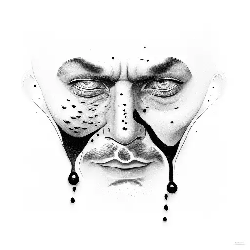 Crying man black eye  tattoo design idea